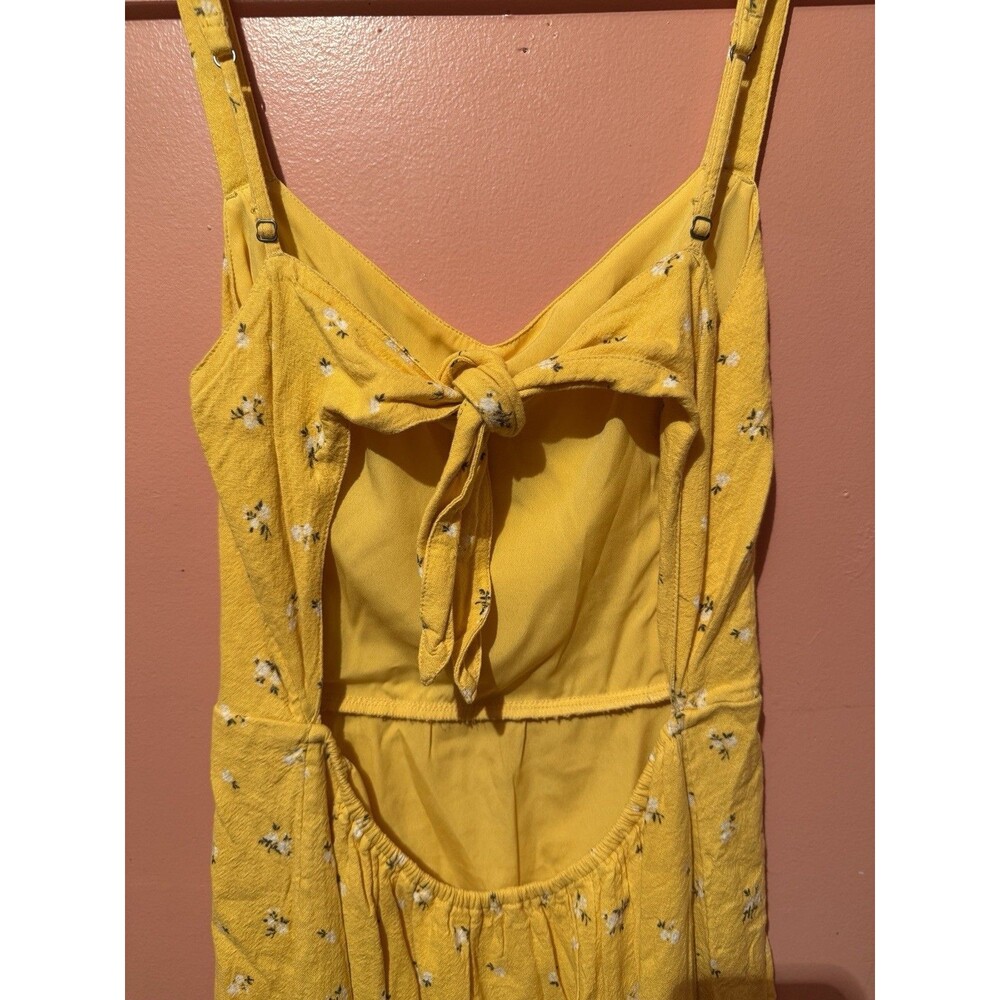 Hollister  Womens Summer Dress L Large Yellow Floral Sleeveless Short - Picture 4 of 7